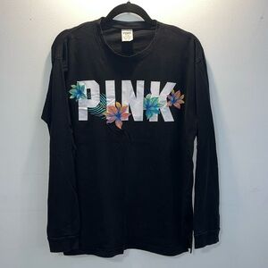 PINK Black Floral Long Sleeve Tee